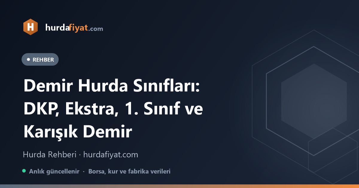 Demir Hurda Sınıfları: DKP, Ekstra, 1. Sınıf ve Karışık Demir